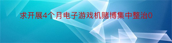 求开展4个月电子游戏机赌博集中整治0