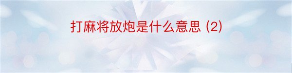 打麻将放炮是什么意思 (2)