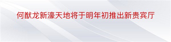 何猷龙新濠天地将于明年初推出新贵宾厅